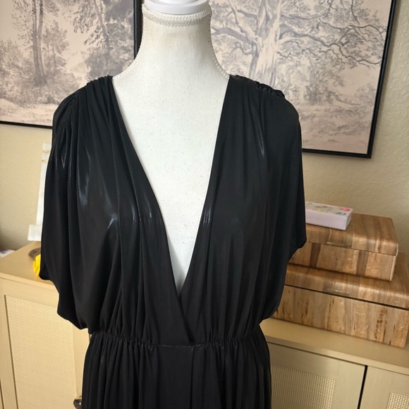 NORMA KAMALI Black‎ Athena Sheen Gown Maxi Dress Size Slit Size Medium - Picture 3 of 10